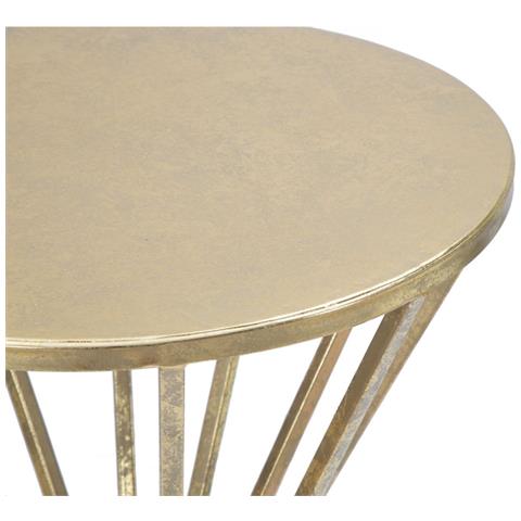 Tavolino Porta-oggetti Glam In Ferro Dorato Ø 38 X H 80 Cm - Foto 2