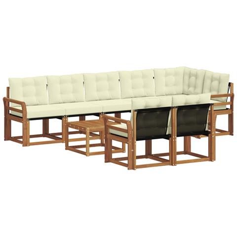 Set di divani da esterno con cuscino 9 pcs Naturale e Crema - Foto 1
