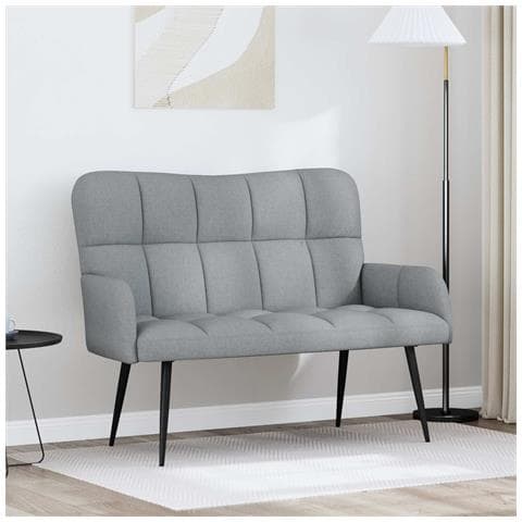 Sofa a Due Posti Grigio chiaro 115 x 61 x 87 cm Tessuto - Foto 2