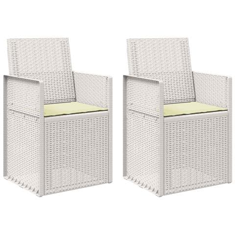 Sedie da pranzo da giardino 2 pcs Bianco e Crema PP - Foto 1