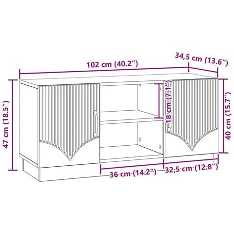 Mobile TV Legno antico 102 x 34,5 x 47 cm Legno ingegnerizzato - Foto 9