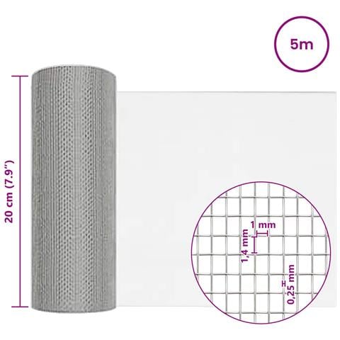 Rete per schermatura 20 x 500 cm 18 Mesh Argento - Foto 7