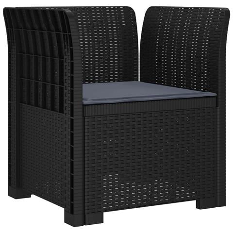 Poltrona a 1 Posto con Cuscino Aspetto Rattan PP Antracite - Foto 1
