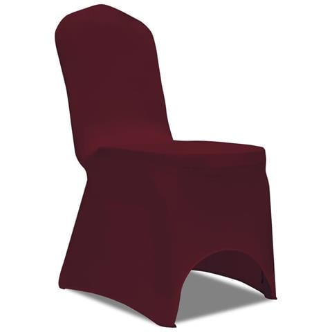 Coprisedia In Tessuto Elasticizzato Rosso Di Burgundia 6 Pezzi - Foto 2