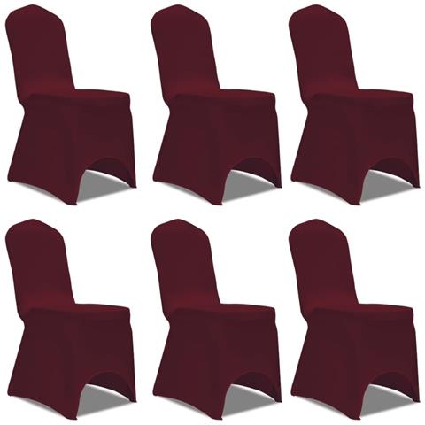 Coprisedia In Tessuto Elasticizzato Rosso Di Burgundia 6 Pezzi - Foto 1