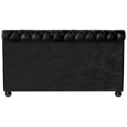 Letto Matrimoniale In Velluto Nero In Stile Chesterfield 180x200cm Avallon - Foto 27