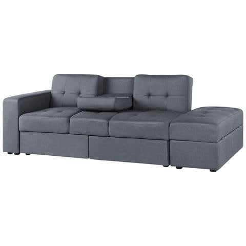 Divano Letto Grigio Scuro Con Cassetti E Ottomano Contenitore Falster - Foto 22