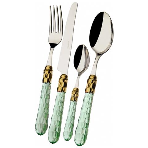 Servizio Posate 75 Pz. Cristal. Verdetrasparente Dorato - Foto 1