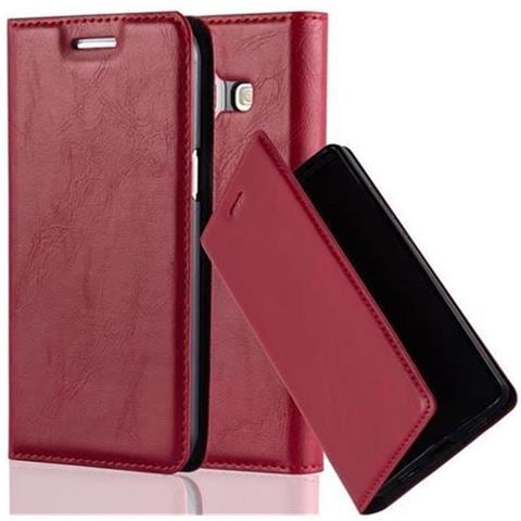 Custodia Compatibile Con Samsung Galaxy J1 2015 In Rosso Mela - Coperchio Protettiva Con Chiusura Magnetica, Funzione Stand E Tasca Per Le Carte - Foto 1