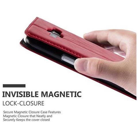 Custodia Compatibile Con Samsung Galaxy J1 2015 In Rosso Mela - Coperchio Protettiva Con Chiusura Magnetica, Funzione Stand E Tasca Per Le Carte - Foto 2
