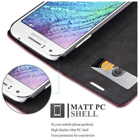 Custodia Compatibile Con Samsung Galaxy J1 2015 In Rosso Mela - Coperchio Protettiva Con Chiusura Magnetica, Funzione Stand E Tasca Per Le Carte - Foto 5