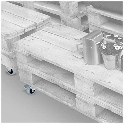 Set Di 4 Rotelle Pivotanti Per Mobile Ø50mm Con Piastra Di Assemblaggio E Cuscinetti A Sfere, Ruote Girevoli In Gomma Colore Grigio - Foto 2