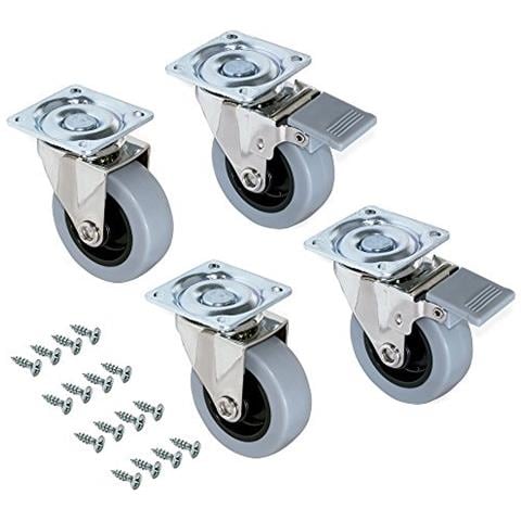Set Di 4 Rotelle Pivotanti Per Mobile Ø50mm Con Piastra Di Assemblaggio E Cuscinetti A Sfere, Ruote Girevoli In Gomma Colore Grigio - Foto 1