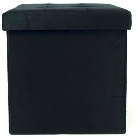 Pouf Contenitore Imbottito Pieghevole Modello Velvet Colore Nero - Foto 1