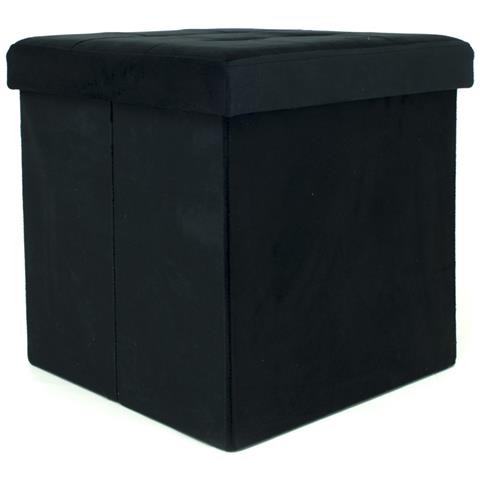Pouf Contenitore Imbottito Pieghevole Modello Velvet Colore Nero - Foto 6
