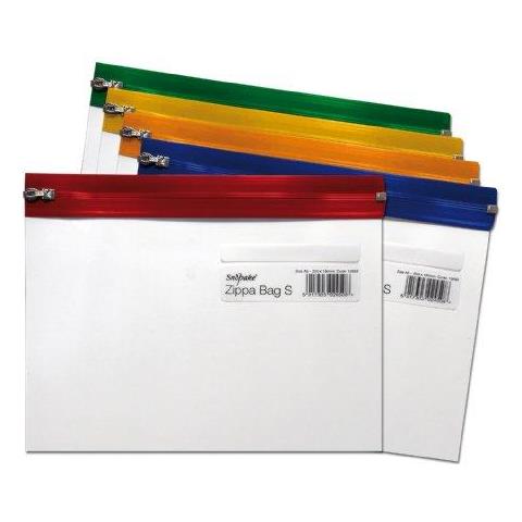 A5 Zippa-bag S Classico Con Etichetta Scrivibile Confezione Da 5 255 X 190 Mm - Trasparente Assortiti Zip Strisce Rif 12722 - Foto 1