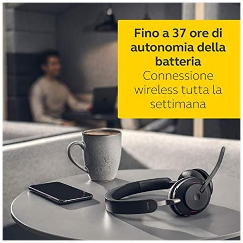 Cuffie Wireless Cuffie On Ear Certificate UC con Funzione Noise Cancelling Adattatore Bluetooth USB-C Nero - Foto 2