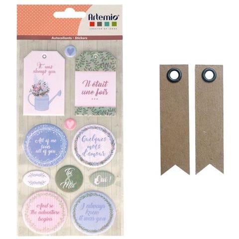 Adesivi Xl Puffies - Storia D'amore + 20 Etichette Kraft Con Gagliardetto - Foto 1