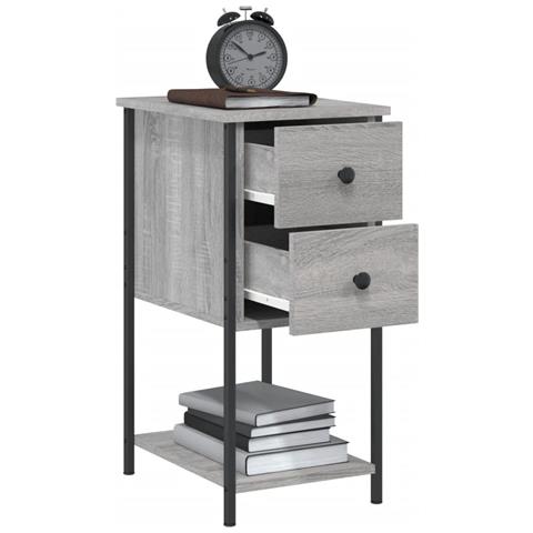 Comodino Grigio Sonoma 32x42x70 Cm In Legno Multistrato - Foto 9