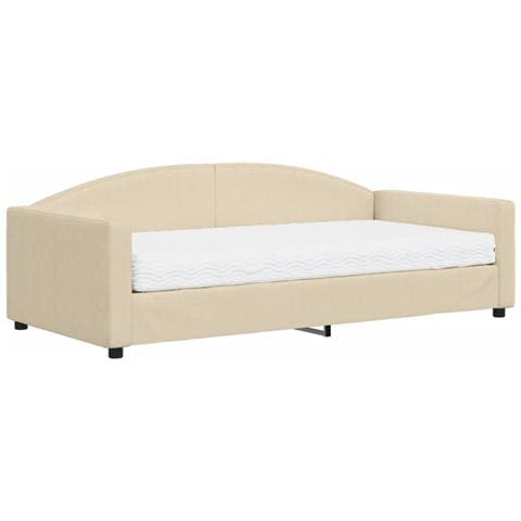 Divano Letto Con Materasso Crema 100x200 Cm In Tessuto - Foto 1