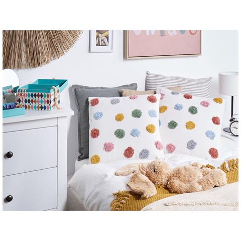 Set Di 2 Cuscini Wallflower Cotone 45 X 45 Cm Bianco - Foto 1