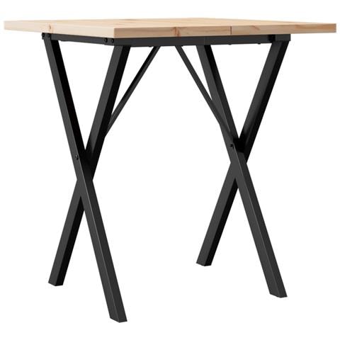 Tavolo Da Pranzo Telaio A X 70x70x75,5 Cm Massello Pino E Ghisa - Foto 2