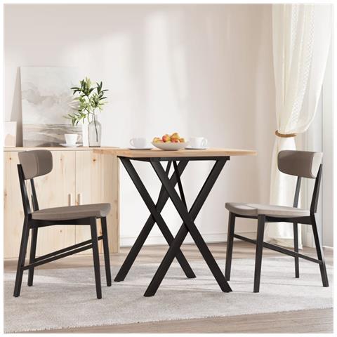 Tavolo Da Pranzo Telaio A X 70x70x75,5 Cm Massello Pino E Ghisa - Foto 3