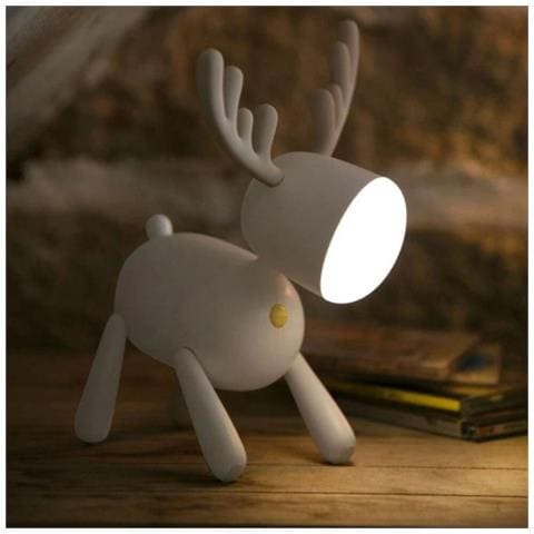 Luce Notturna Wireless Art Déco Renna 5v Portatile, Bianco - Foto 6