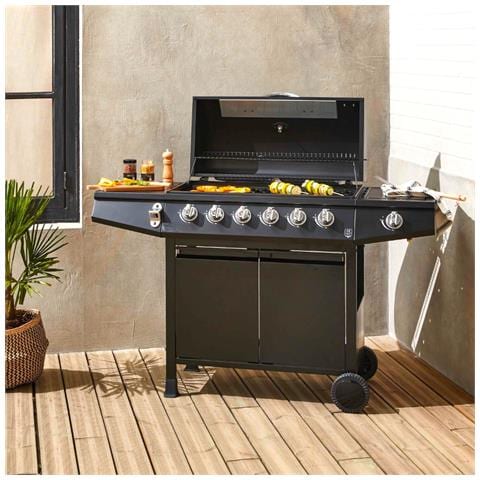 Barbecue A Gas Gpl In Acciaio 6 Bruciatori + Fornello Laterale Lapillo Magnum - Foto 1