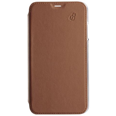 Custodia Per Iphone Xr Premium Pelle Retro Trasparente E Portacarte, Marrone Chiaro - Foto 1
