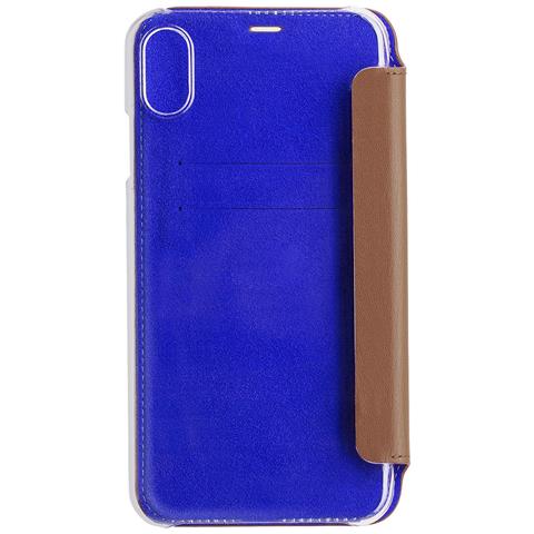 Custodia Per Iphone Xr Premium Pelle Retro Trasparente E Portacarte, Marrone Chiaro - Foto 2