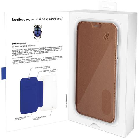 Custodia Per Iphone Xr Premium Pelle Retro Trasparente E Portacarte, Marrone Chiaro - Foto 4