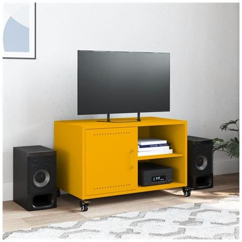 Mobile TV Giallo Senape 68x39x43,5 cm in Acciaio - Foto 2