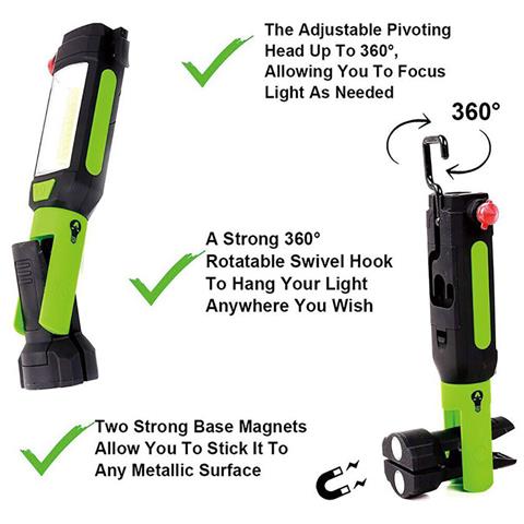 Torcia Lampada Da Lavoro Led Cob Martello Officina Magnetico Taglierina Camping - Foto 4