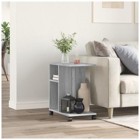 Tavolino Con Ruote Grigio Sonoma 50x30x55 Cm Legno Multistrato - Foto 3
