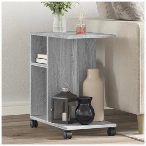 Tavolino Con Ruote Grigio Sonoma 50x30x55 Cm Legno Multistrato - Foto 1