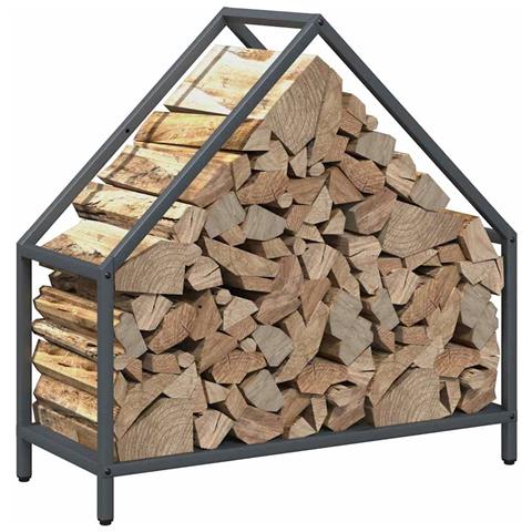 Rastrelliera per Legna da Ardere Antracite 60x25x60 cm - Foto 5