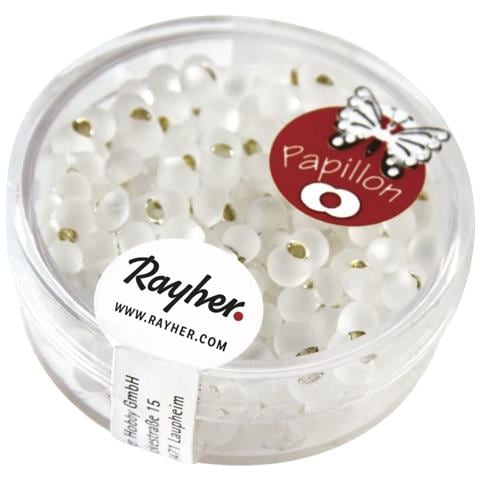 18 Grammi - Rocaille Papillon In Vetro Con Foro Argentato Ø1,5mm - Colore Trasparente Opaco - Foto 1