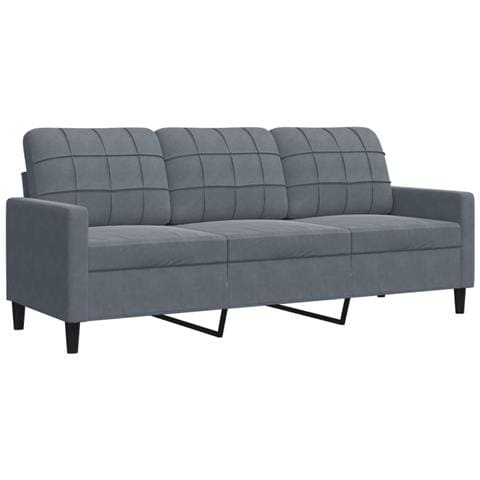 Divano A 3 Posti Grigio Scuro 180 Cm In Velluto - Foto 2