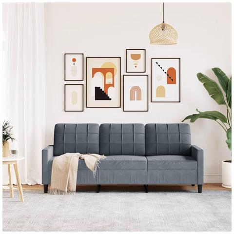 Divano A 3 Posti Grigio Scuro 180 Cm In Velluto - Foto 3