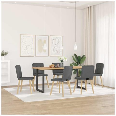Sedie Da Pranzo 6 Pz Grigio Scuro In Tessuto - Foto 2