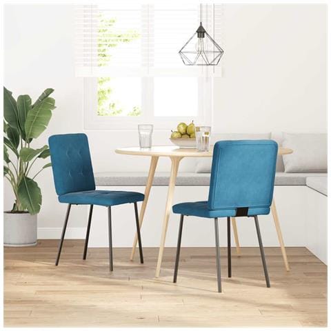 Sedie Da Pranzo 2 Pz Blu In Velluto - Foto 2