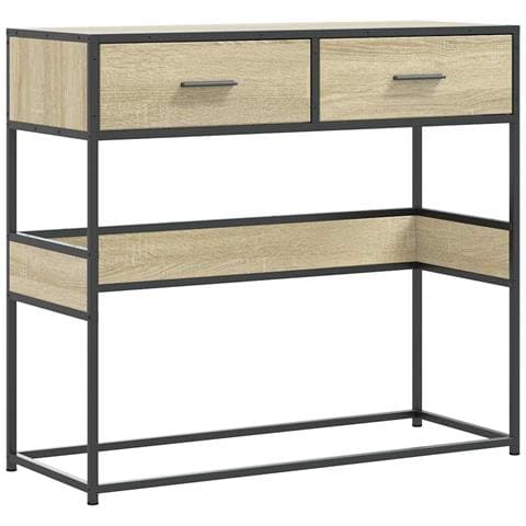 Tavolo Consolle Rovere Sonoma 90x35x80 Cm In Legno Multistrato - Foto 2