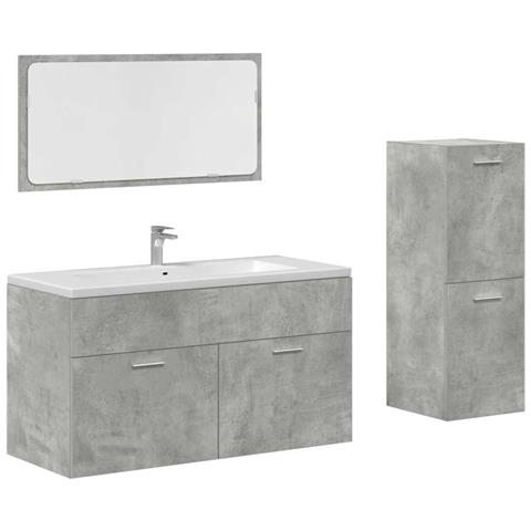 Set Mobili Da Bagno 3 Pz Grigio Cemento In Legno Multistrato - Foto 2