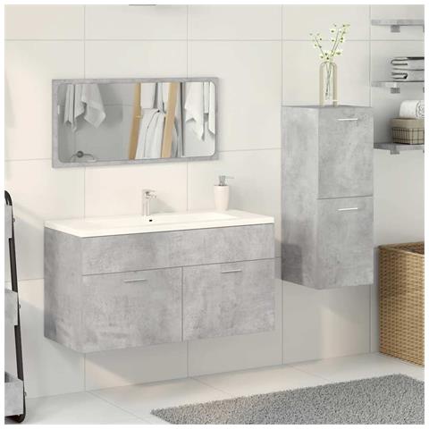 Set Mobili Da Bagno 3 Pz Grigio Cemento In Legno Multistrato - Foto 3
