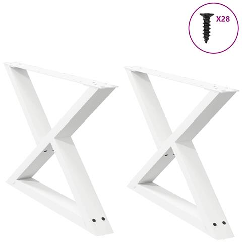 Gambe Per Tavolino 2 Pz Bianco 70x(42-43,3) Cm In Acciaio - Foto 1