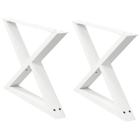 Gambe Per Tavolino 2 Pz Bianco 70x(42-43,3) Cm In Acciaio - Foto 2