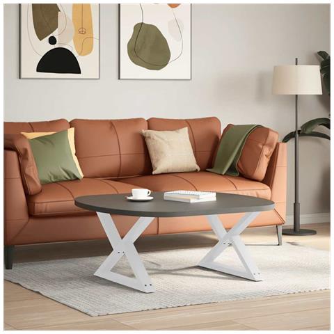 Gambe Per Tavolino 2 Pz Bianco 70x(42-43,3) Cm In Acciaio - Foto 3