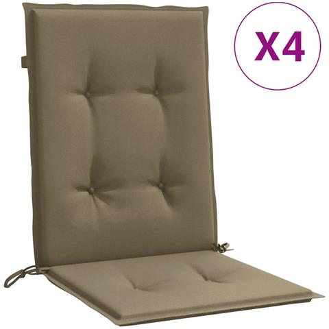 Cuscini Sedia Schiena Bassa 4 Pz Tortora Mélange Tessuto - Foto 1
