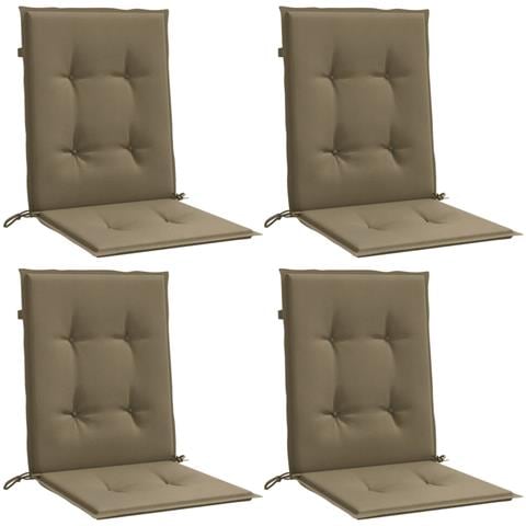 Cuscini Sedia Schiena Bassa 4 Pz Tortora Mélange Tessuto - Foto 2